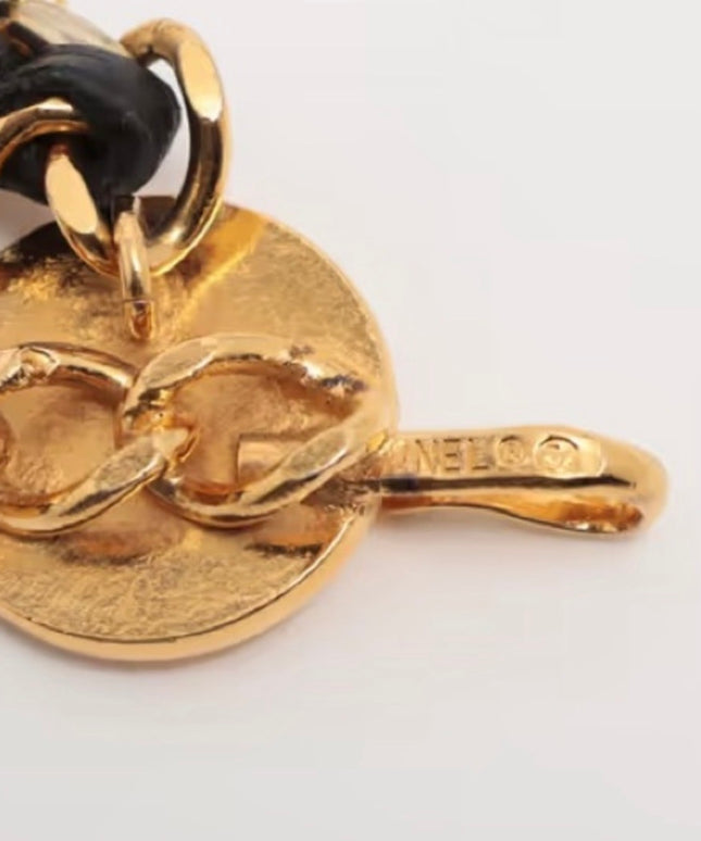 Chanel Gold Chain Belt with Black Leather