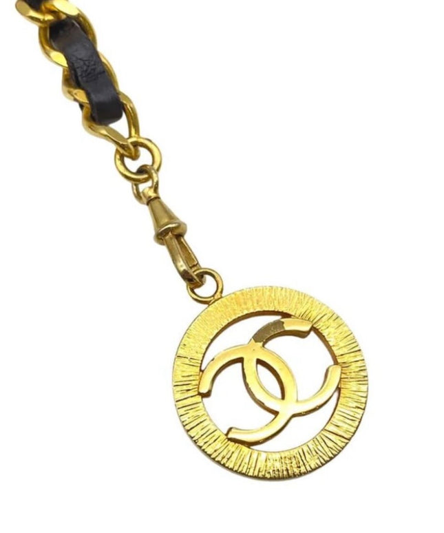 Chanel Gold Chain Belt with Black Leather
