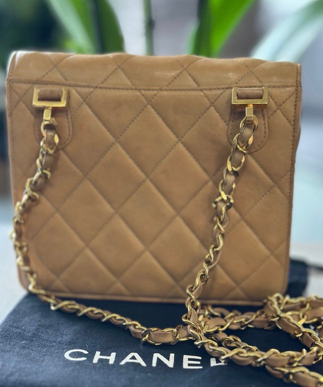 Chanel Matelasse Flap Bag – Tan Lambskin with Chain Strap