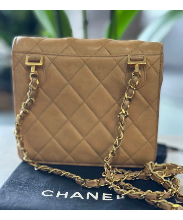 Chanel Matelasse chain crossbody Tan flap  bag chain crossbody bag