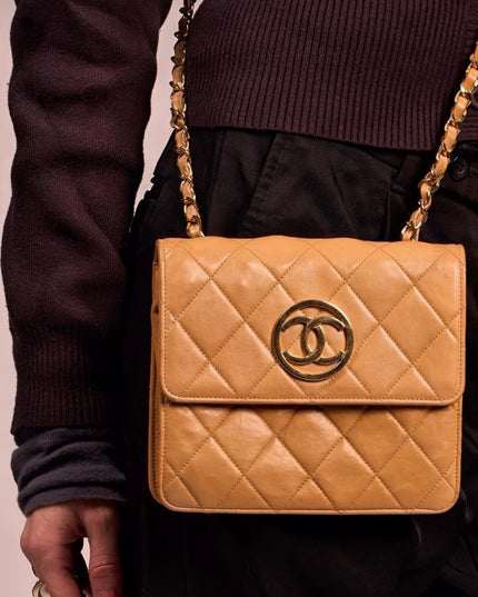Chanel Matelasse chain crossbody Tan flap  bag chain crossbody bag