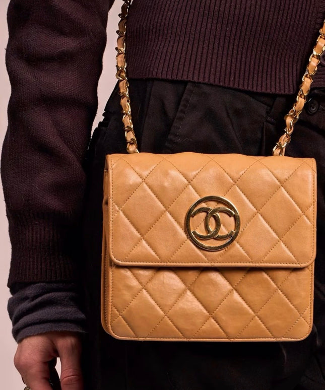 Chanel Matelasse Flap Bag – Tan Lambskin with Chain Strap