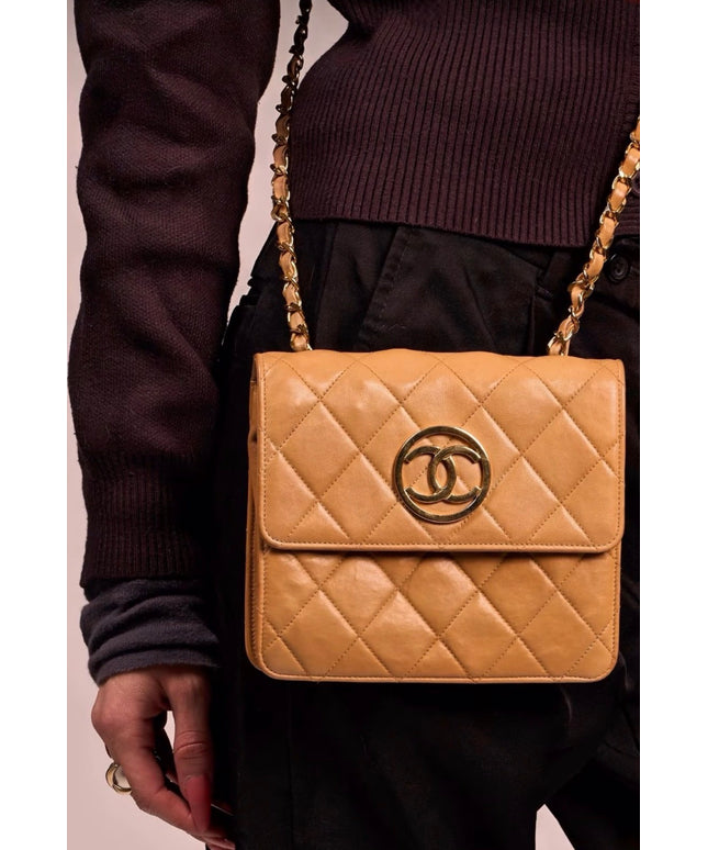 Chanel Matelasse chain crossbody Tan flap  bag chain crossbody bag