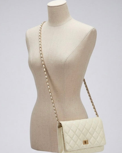 2.55 Reissue Cream quilted wallet on chain