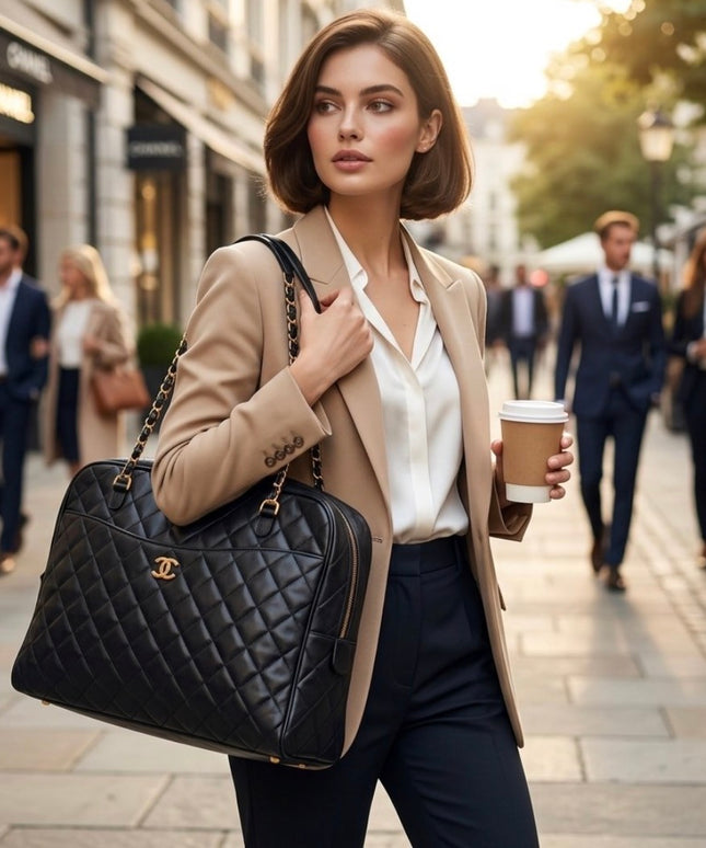 Chanel X-Large Zippered Chain Tote – Black Quilted Leather
