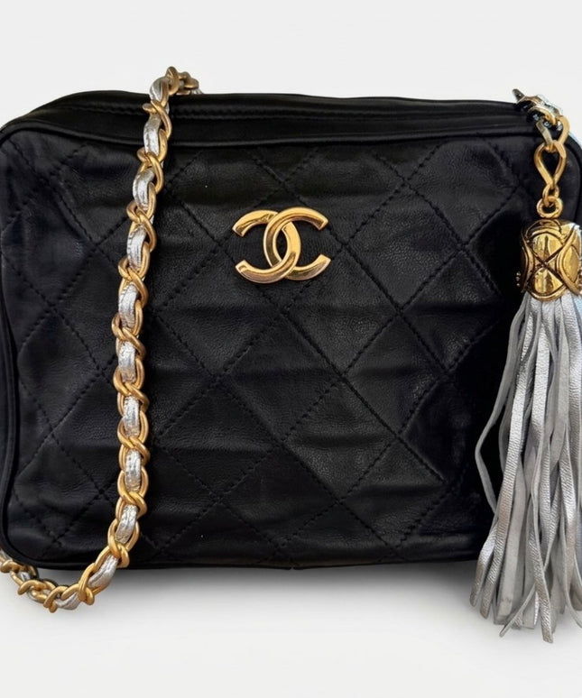 Chanel Small Tassel Camera Bag – Black Lambskin