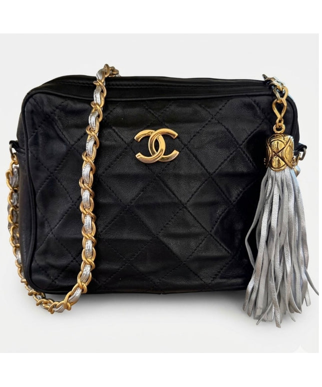 Chanel Small Tassel Camera Bag – Black Lambskin
