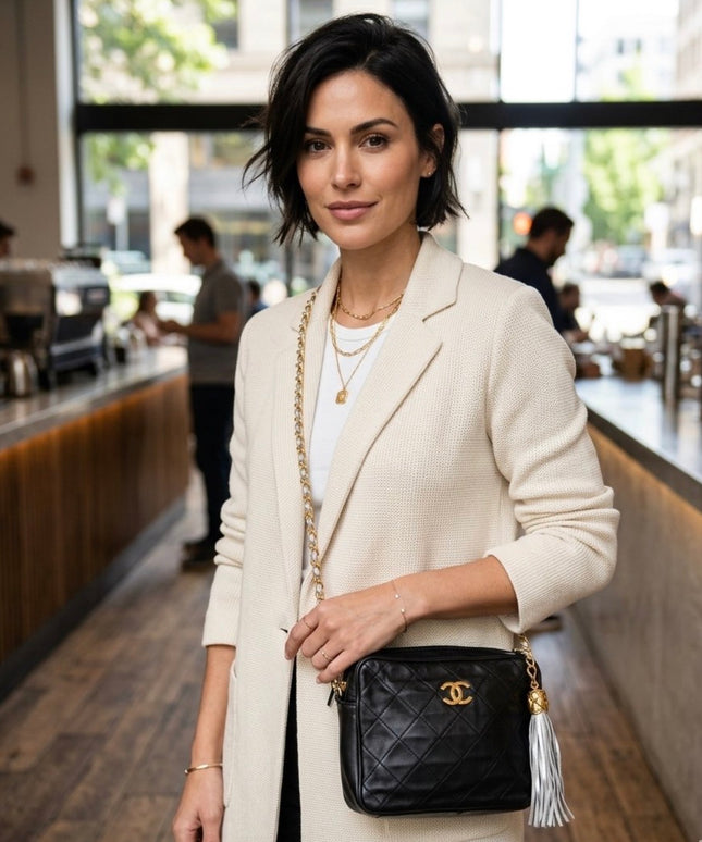 Chanel Small Tassel Camera Bag – Black Lambskin