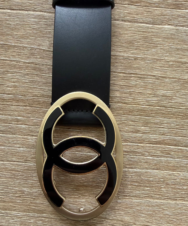 Chanel CC Belt – Black Leather with Silver Hardware