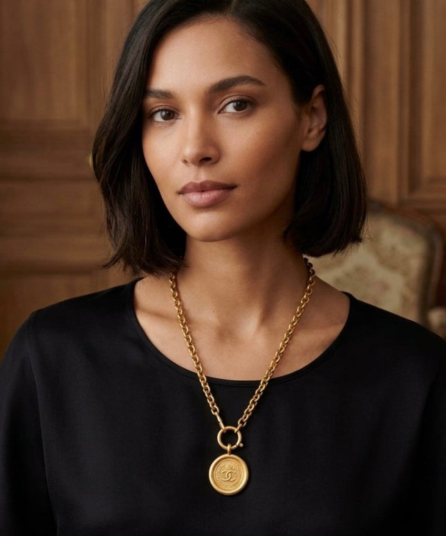 Chanel Paris Coin madallion chain necklace