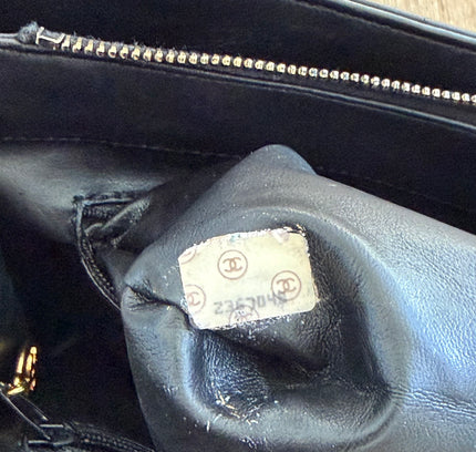 sold!! Chanel Top Handle Bowler Bag – black Calfskin with Crossbody Strap