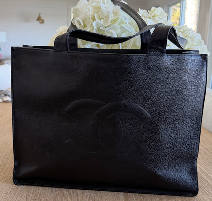 Chanel Large Chain Tote with Turn Lock – Black Caviar Leather
