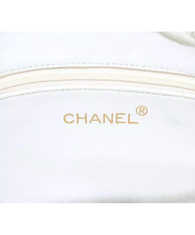 Chanel white calfskin leather flap camera crossbody bag with tassel