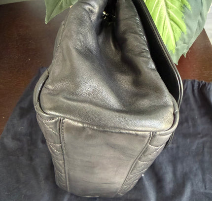 CHANEL Matelasse 2.55 Shoulder Bag black Lamb Skin  Silver