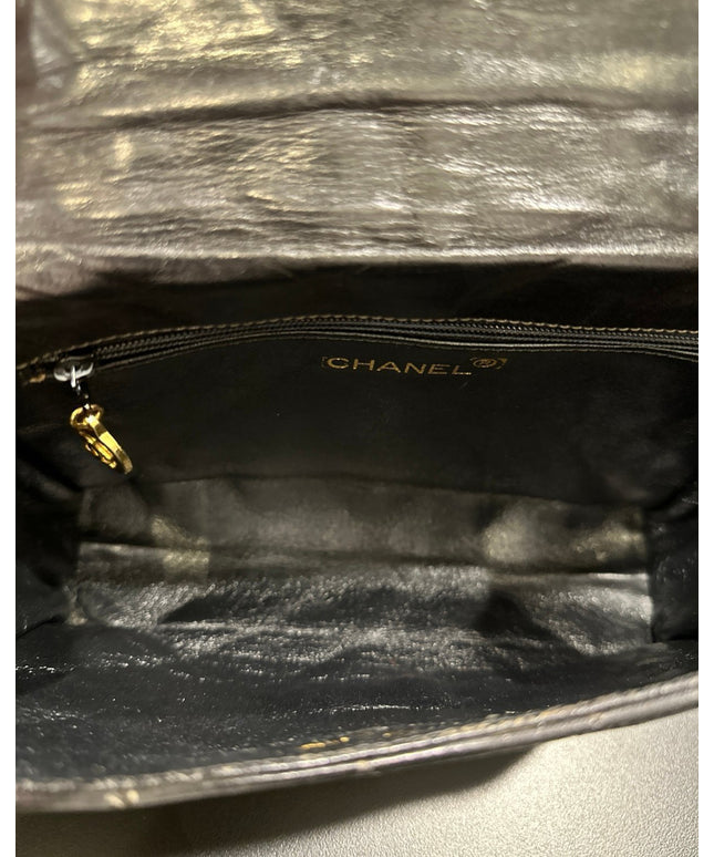 SOLD!! Authentic vintage Chanel black calfskin quilted flap chain tassel crossbody Bags
