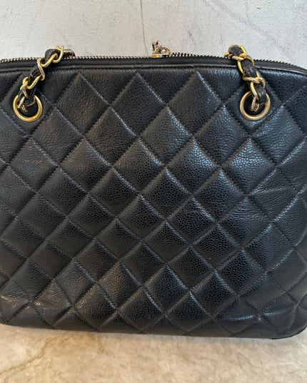 SOLD!!  Chanel black caviar leather tote bag