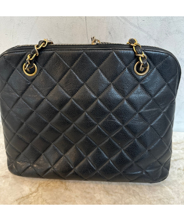 SOLD!!  Chanel black caviar leather tote bag