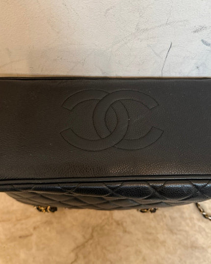 SOLD!!  Chanel black caviar leather tote bag