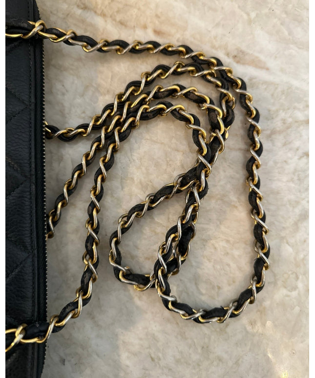 SOLD!!  Chanel black caviar leather tote bag