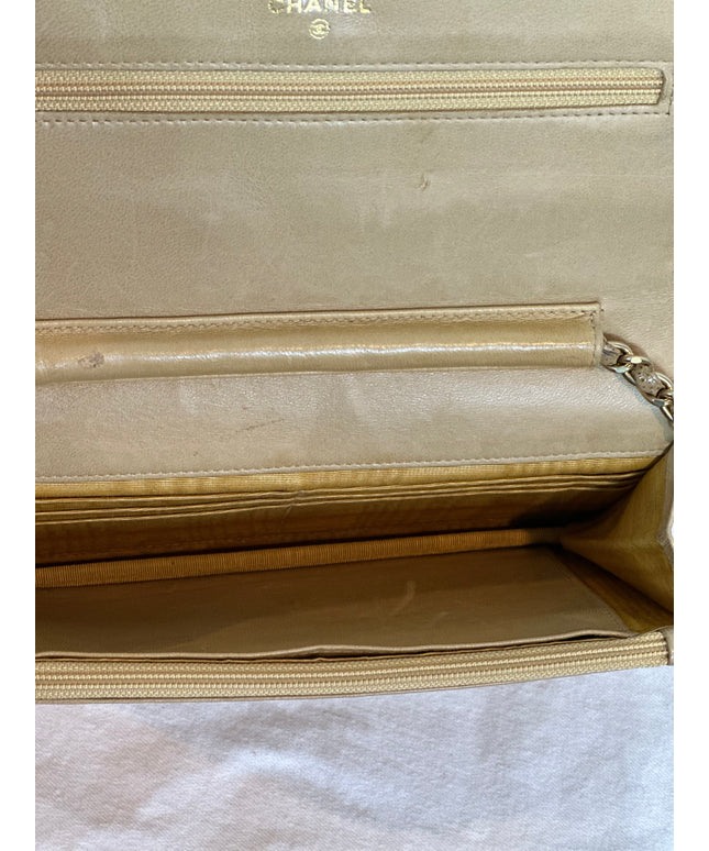 SOLD!! Chanel tan caviar leather flap WOC crossbody bag