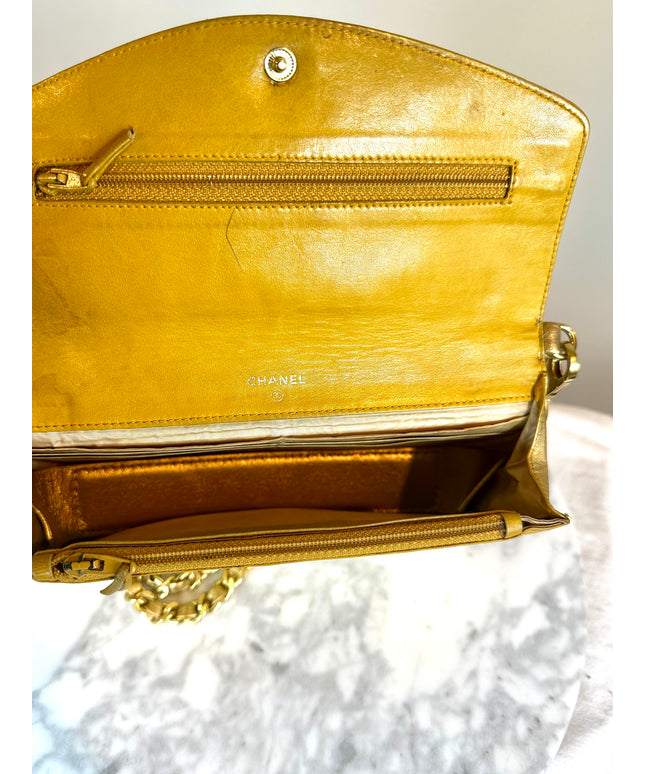 Sold!!  Chanel yellow caviar leather flap crossbody bag