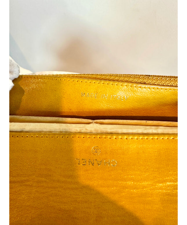Sold!!  Chanel yellow caviar leather flap crossbody bag