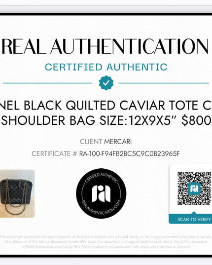 SOLD!!  Chanel black caviar leather tote bag