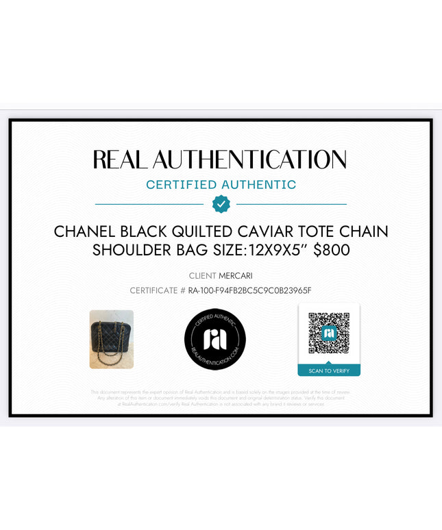 SOLD!!  Chanel black caviar leather tote bag