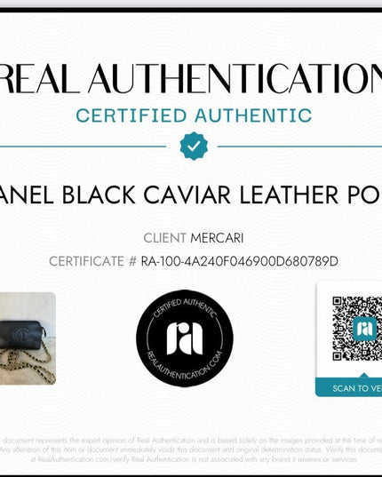 Chanel black caviar leather pouch with crossbody chain strap bag