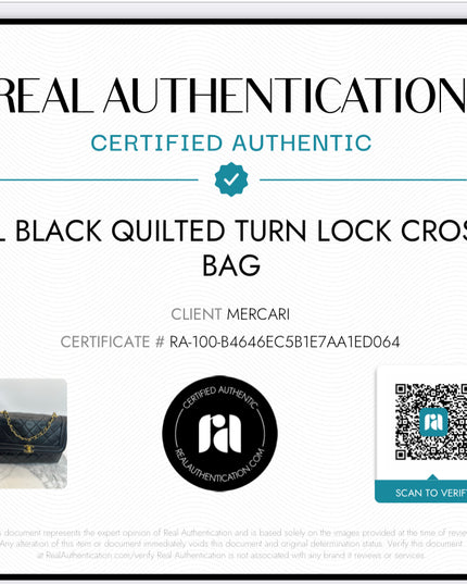 SOLD!! Chanel black quilted calfskin flap turnlock bag