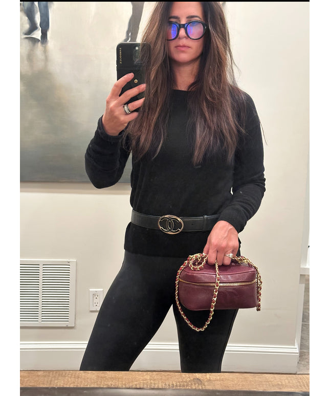 Chanel Burgandy caviar vanity with removable crossbody strap