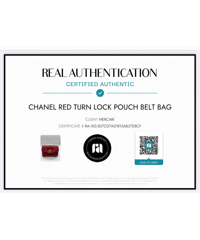 Chanel red calf skin quilted turn lock belt bag pouch with removable crossbody chain