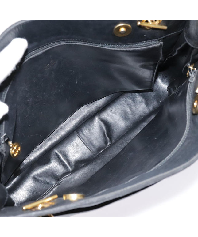 SOLD!! CHANEL Black calfskin leather Tote chain Bag