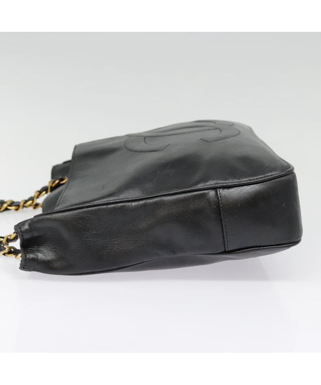 SOLD!! CHANEL Black calfskin leather Tote chain Bag