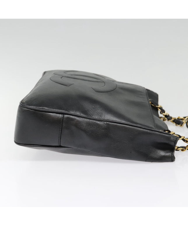 SOLD!! CHANEL Black calfskin leather Tote chain Bag