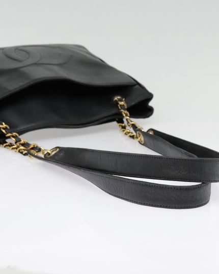 CHANEL Black calfskin leather Tote chain Bag