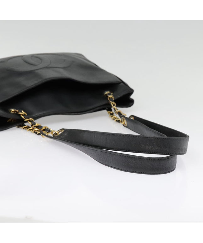 SOLD!! CHANEL Black calfskin leather Tote chain Bag
